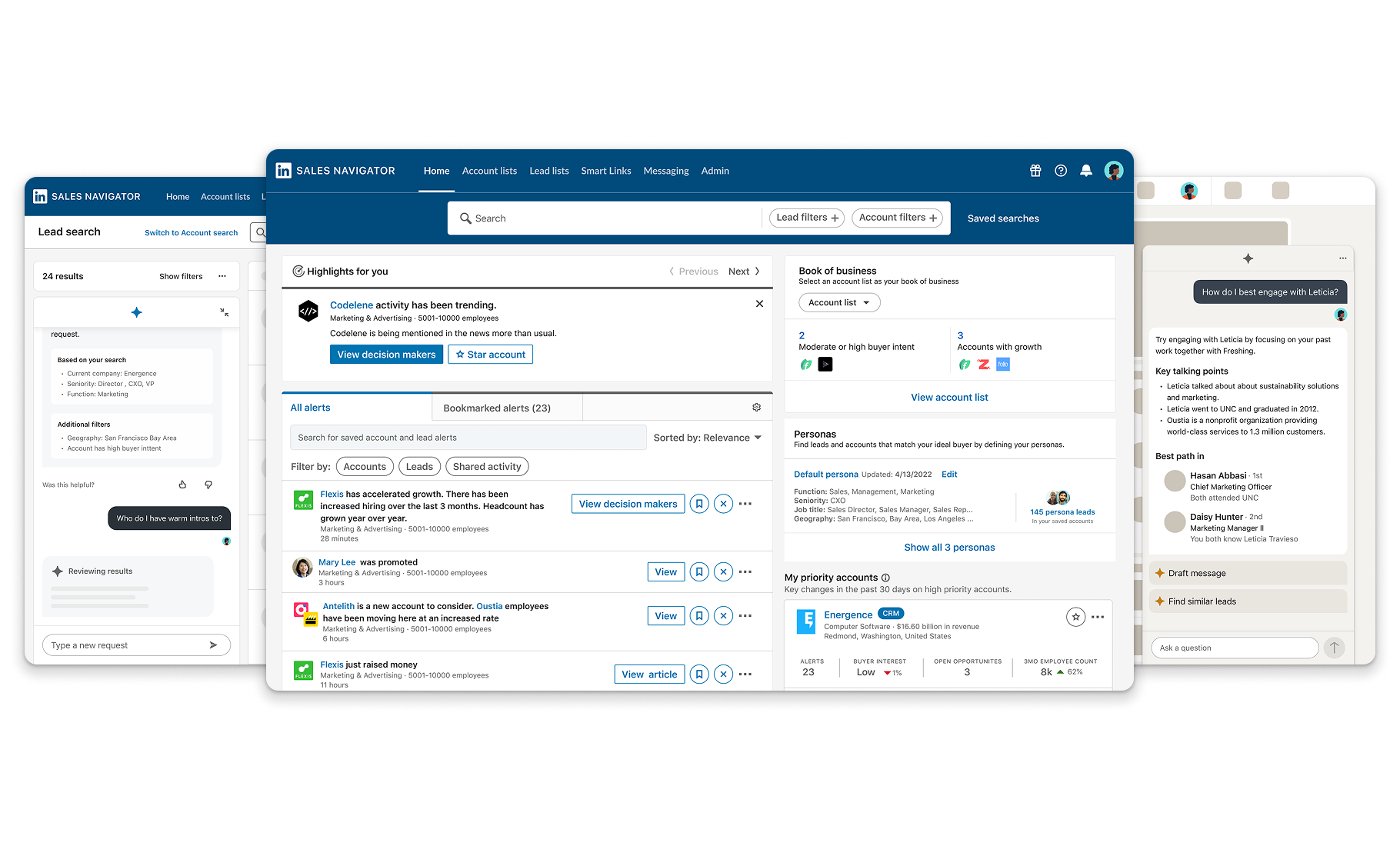 Sales Navigator product system mockups