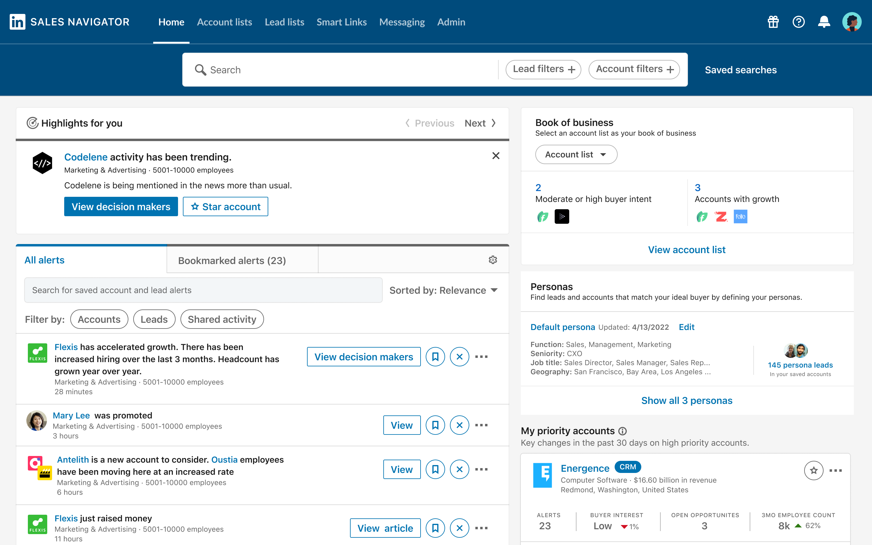 Sales Navigator product system mockups
